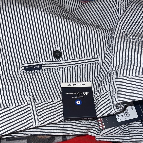 Ben Sherman Navy and White Striped Shorts - Picture 3 of 4